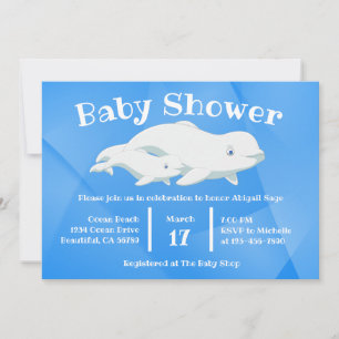 Invitation Béluga Bleu, Baby shower de l'océan Arctique blanc