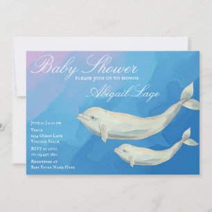 Invitation Beluga Whale Maman et Baby shower de veau