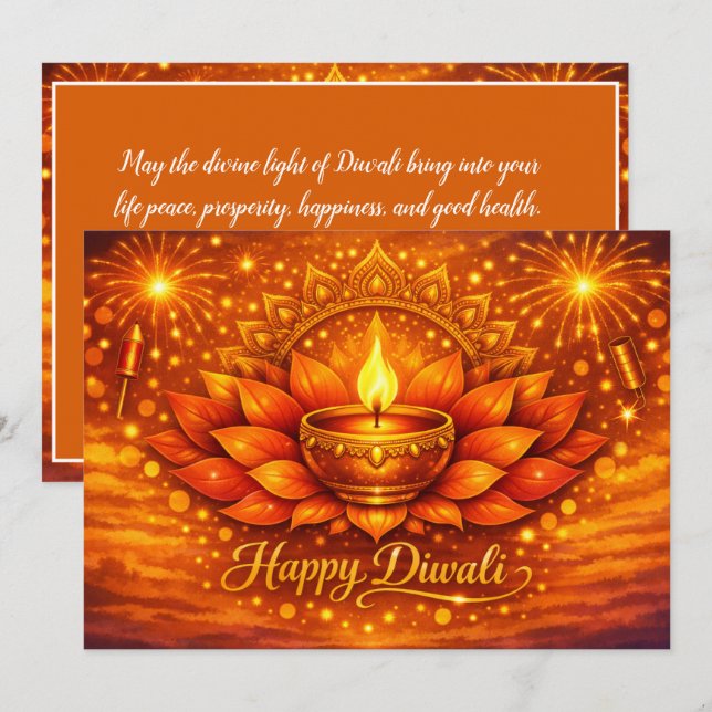 Invitation Bénédictions radieuses de Diwali (Devant / Derrière)