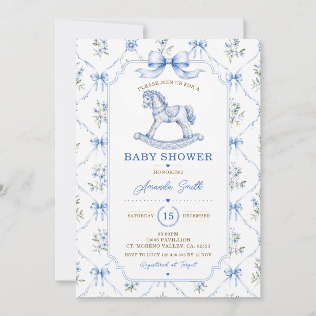 Invitation Berceau à bascule de toile de douche pour bébé en  (Devant)