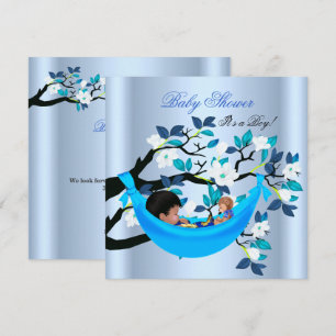 Invitation Berceau Bébé Bleu Garçon Baby Shower Mignon