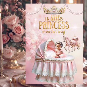 Invitation Berceau de princesse ethnique rose pour baby showe