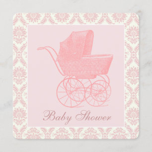 Invitation Berceau Rose Vintage Fille Bébé Shower