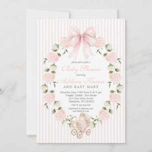 Invitation Berceau Vintage bébé ruban rose Fille Baby Shower