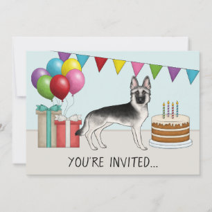 Invitation Berger Allemand Silver Sable Anniversaire Coloré