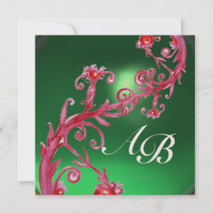 Invitation BÉRIES MAGIQUES 4,MONOGRAM Jade rouge or