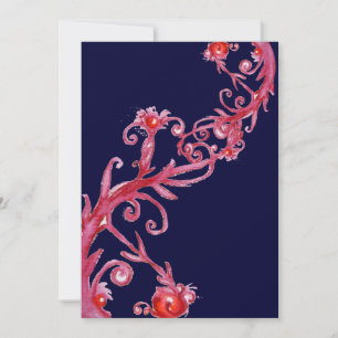 Invitation BÉRIES MAGIQUES, bleu rouge