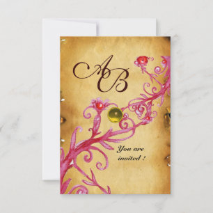 Invitation BÉRIES MAGIQUES MONOGRAM Parchemin Jaune rsvp