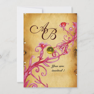 Invitation BÉRIES MAGIQUES MONOGRAM Parchemin Jaune rsvp