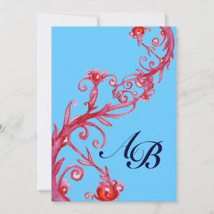 Invitation BÉRIES MAGIQUES, MONOGRAM rouge bleu