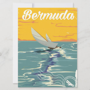 Invitation Bermudes poster de voyage vintage voile