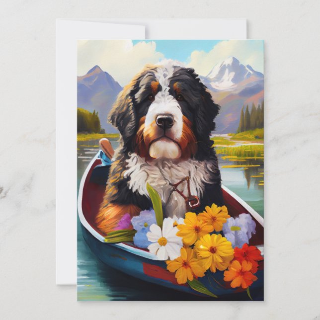Invitation Bernedoodle on a Paddle : Une aventure Pittoresque (Devant)