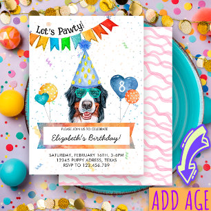 Invitation Bernese Mountain Lets Pawty Dog fête d'anniversair