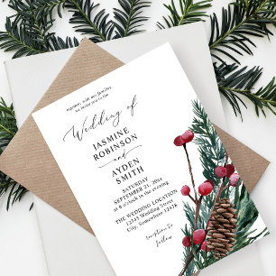 Invitation Berries d'hiver & Pine Mariage de verdure