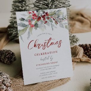 Invitation Berries Greenery Corporate Office Christmas Party