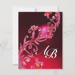 Invitation BERRIES MAGIQUES 4, Bourgogne rouge MONOGRAM