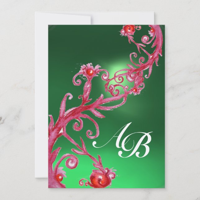 Invitation BERRIES MAGIQUES 4,MONOGRAM champagne de jade roug (Devant)