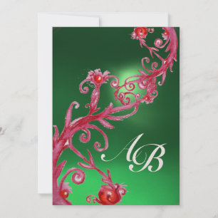 Invitation BERRIES MAGIQUES 4,MONOGRAM champagne de jade roug