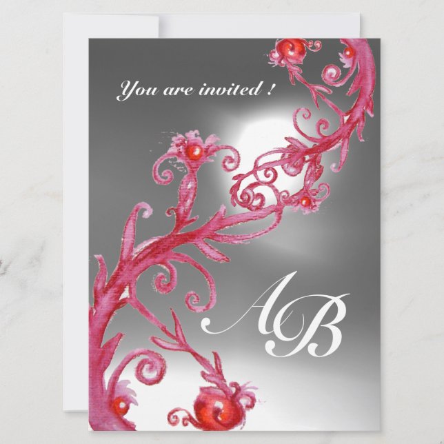 Invitation BERRIES MAGIQUES 4,MONOGRAM rouge cristal blanc (Devant)