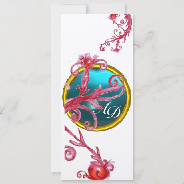 Invitation BERRIES MAGIQUES MONOGRAM blanc bleu rouge violet  (Devant)