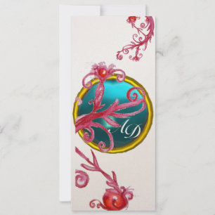 Invitation BERRIES MAGIQUES MONOGRAM blanc bleu rouge violet