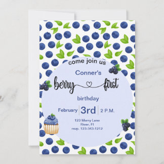 Invitation Berry 1er anniversaire de bleuets