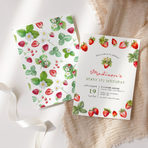 Invitation Berry 1er Anniversaire fraise