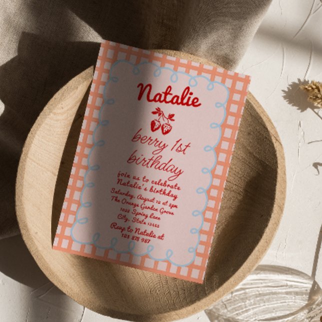 Invitation Berry 1er Main Écrit Fraise Fraise Anniversaire (Créateur téléchargé)
