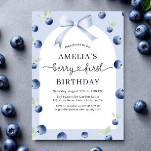 Invitation Berry 1er premier Blueberry Bow fille's Birthday
