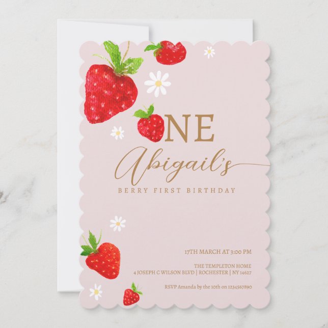 Invitation Berry 1ère fraise Anniversaire (Devant)