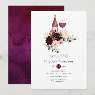 Invitation Berry and Blush Floral Wine Tasting Bridal Shower