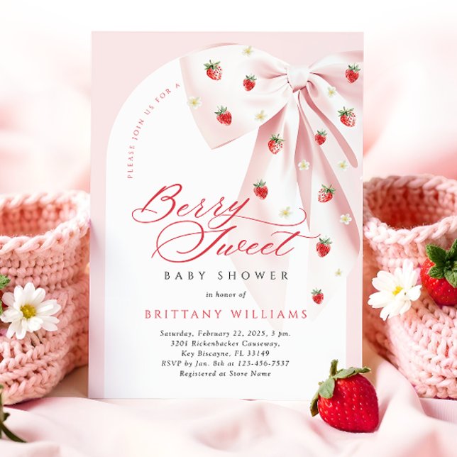 Invitation Berry Arch Bow rose Baby shower doux (Créateur téléchargé)