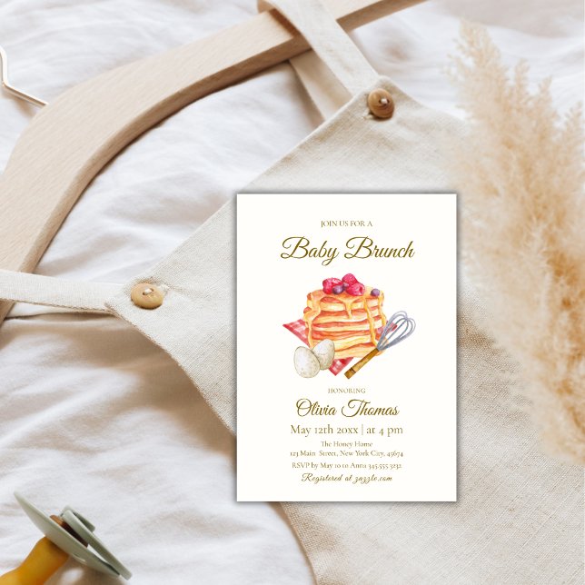 Invitation Berry Baby Brunch Pancake Egg Whisk Baby shower (Berry Baby Brunch Pancake Egg Whisk Baby Shower Invitation)