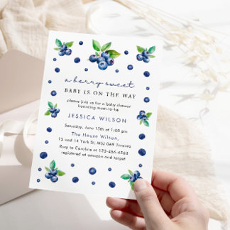 Invitation Berry Baby shower doux et moderne Blueberries