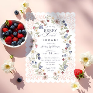 Invitation Berry Baby shower doux Fleurs et baies sauvages