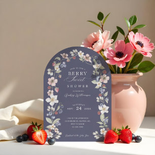 Invitation Berry Baby shower doux Fleurs et baies sauvages