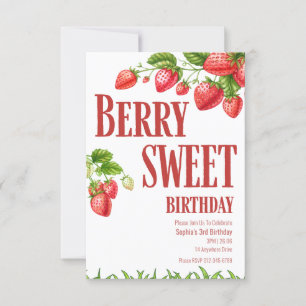 Invitation Berry Bird Strawberry Party