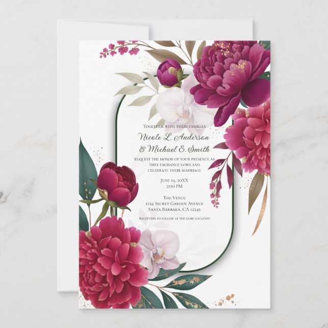 Invitation Berry Bloom Garden Floral Glam Wedding  (Devant)