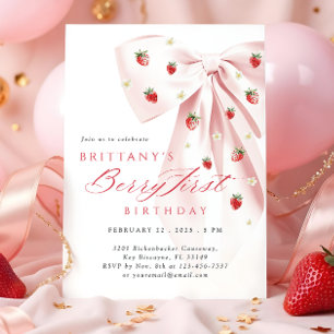 Invitation Berry Bow rose Premier anniversaire