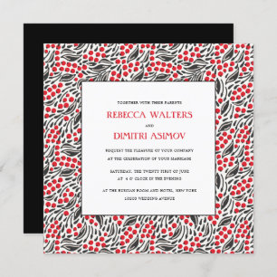 Invitation Berry d'art populaire russe et Mariage feuille Inv