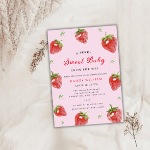Invitation Berry de fraise rose doux Baby shower fille