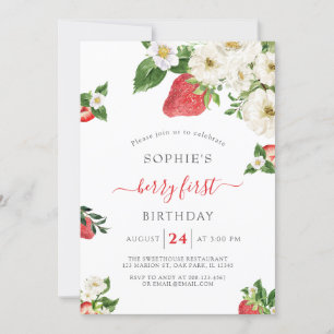 Invitation Berry doux Premier Anniversaire de fraise