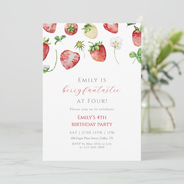 Invitation Berry Fantastique Anniversaire de Fraise (Debout devant)