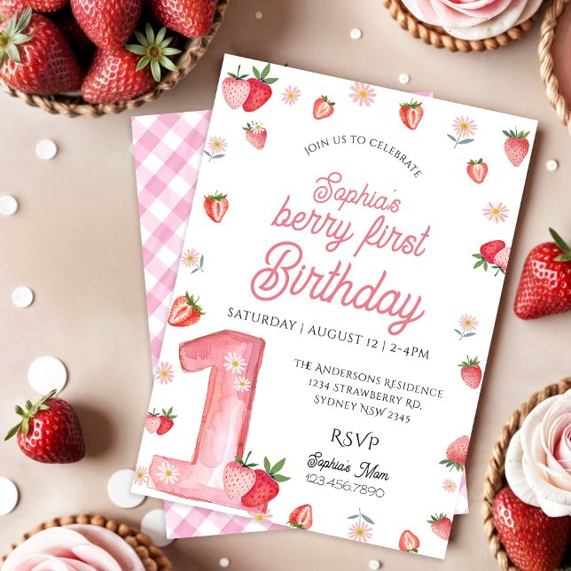Invitation Berry Fille Pink Premier anniversaire (Créateur téléchargé)