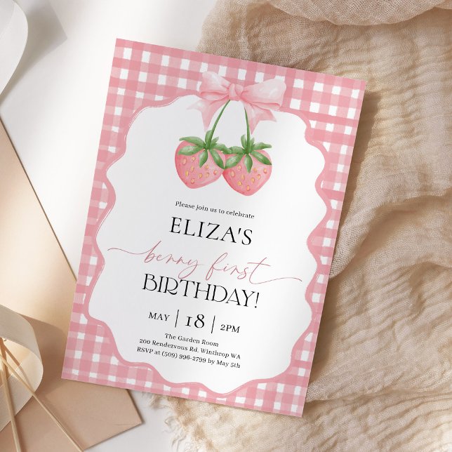 Invitation Berry First Anniversaire 1ère Fête de la Fraise (Créateur téléchargé)