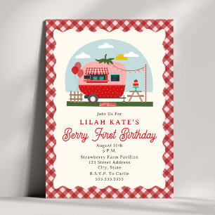 Invitation Berry First Birday Strawberry Camper