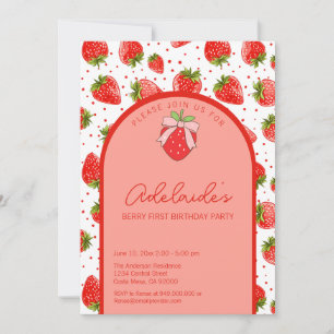 Invitation Berry First Birthday 1er Anniversaire Fête de Frai
