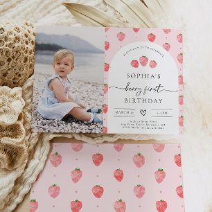 Invitation Berry First Birthday fraise