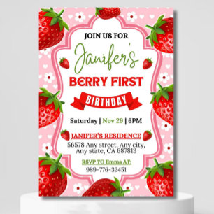 Invitation Berry First Birthday Invitation, 1er Birt Editable