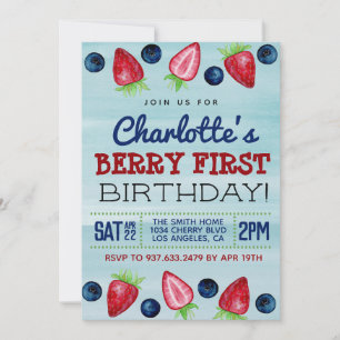 Invitation Berry First Birthday Strawberry